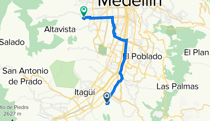 De Calle 39 Sur #70, Envigado a Carrera 87 30-65, Medellín