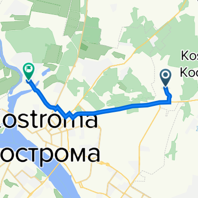 От Неизвестная дорога, Безгачево до Речной проспект 7, Кострома