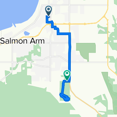 To Cemetery Trails.  1310 18th St NE, Salmon Arm to 2586–2808 20th Ave SE, Salmon Arm