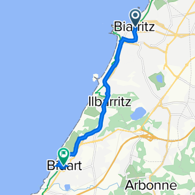 1 Avenue Édouard VII, Biarritz to 1 Place Sauveur Atchoarena, Bidart
