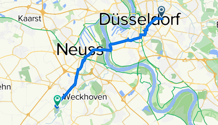 Platanenstraße 19, Düsseldorf nach Minkel 2, Neuss