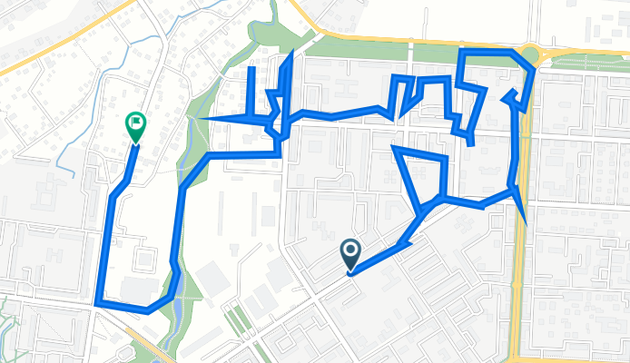 От улица Белоглазова 105, Альметьевск до улица Макаренко 37, Альметьевск