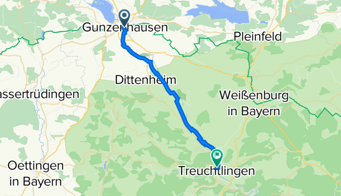 Marktplatz 15, Gunzenhausen nach Elkan-Naumburg-Straße 3-1, Treuchtlingen