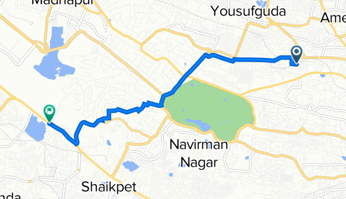 Sri Nagar Colony, Hyderabad to C99Q+4HQ, Rai Durg