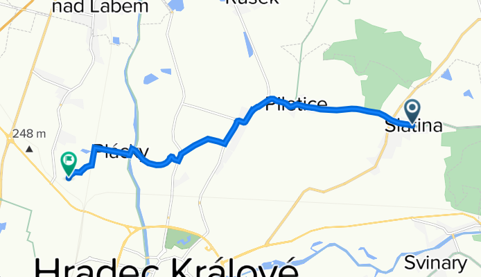 Svinarská 245, Hradec Králové to Husitská 3, Hradec Králové
