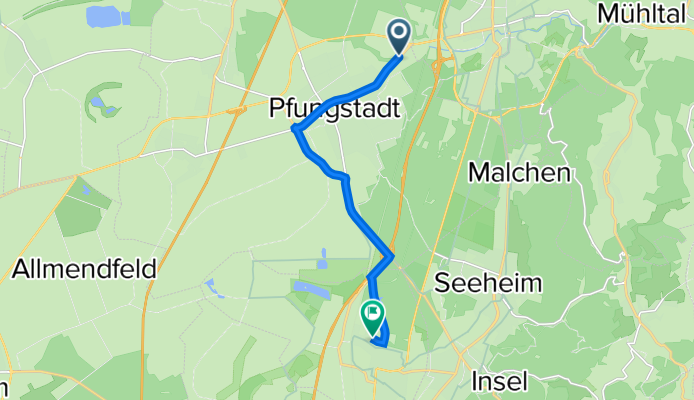 Eberstädter Straße 180, Pfungstadt nach Rheinstraße 30, Bickenbach