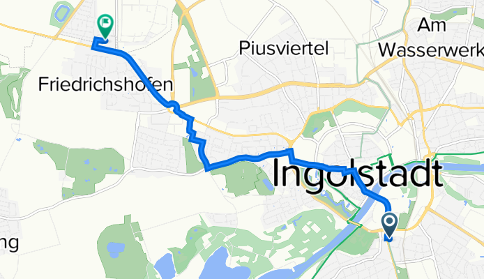 Münchener Straße 8, Ingolstadt nach Heideweg 12, Ingolstadt