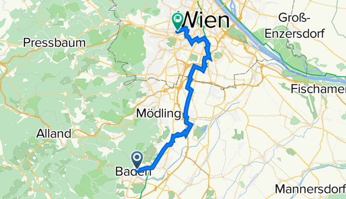 Baden nach Wien außen rum