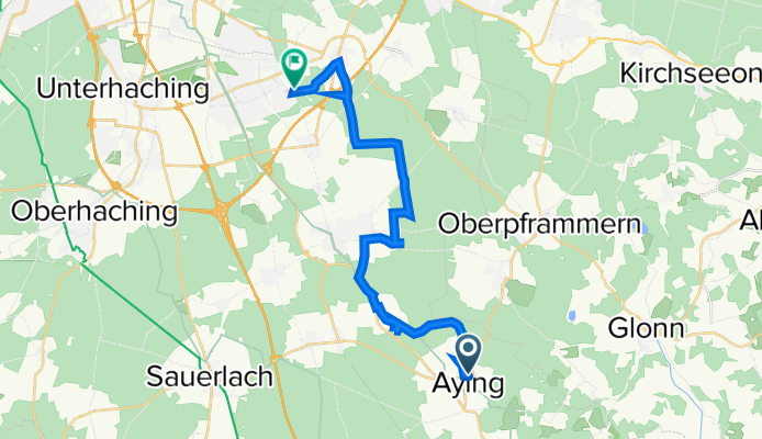 Untere Dorfstraße 6, Aying nach Ottostraße 131, Ottobrunn