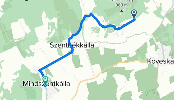 Névtelen út, Köveskál to Rákóczi utca 17, Mindszentkálla
