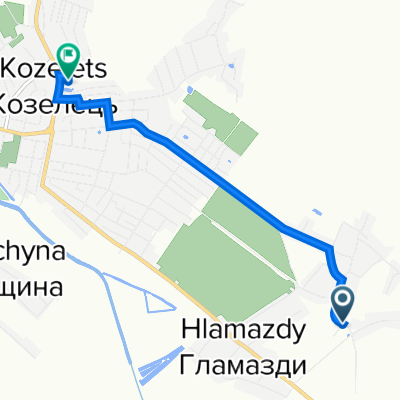 От вулиця Каштанова 1, Берлози до Автошлях Т 2513, Козелець