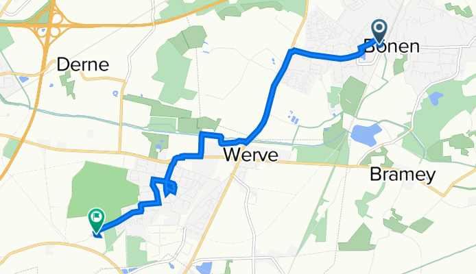 Bahnhofstraße 104, Bönen nach Schattweg 72, Kamen