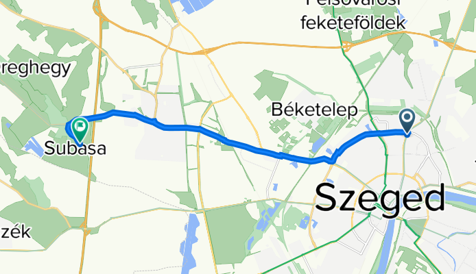 József Attila sugárút 115., Szeged to Zöldfási út 23., Subasa