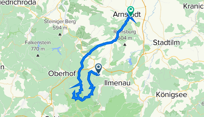 Bahnhofstraße 30, Elgersburg nach Nikolaus-Kopernikus-Weg 21, Arnstadt
