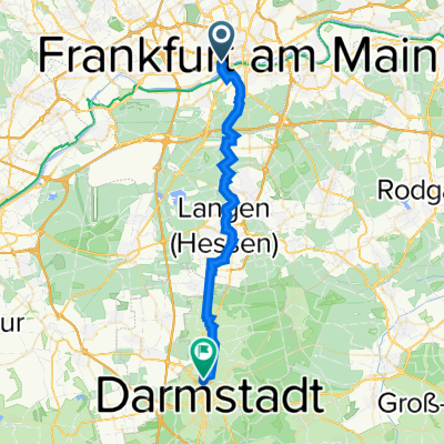 Am Hauptbahnhof 9–11, Frankfurt am Main nach Otto-Röhm-Straße 36, Darmstadt