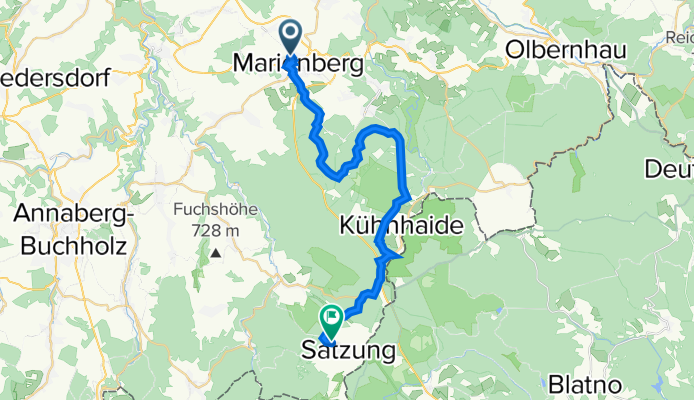 Zschopauer Straße 35, Marienberg nach Obere Dorfstraße 22B, Marienberg