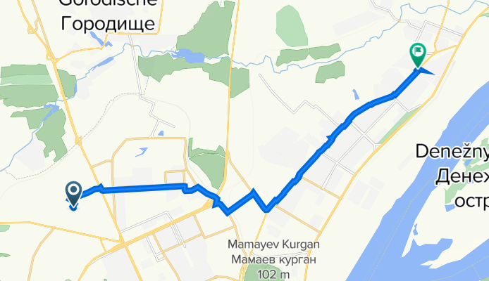 От проспект Нефтянников 10, Волгоград до улица Батова 1А, Волгоград