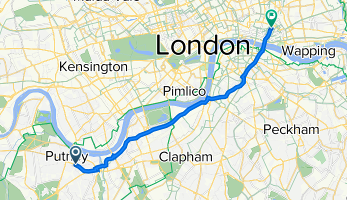 East Putney Underground Station, Upper Richmond Road, London to 22 Bishopsgate, London