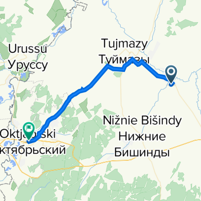 От Неизвестная дорога, Субханкулово до проспект Ленина 5, Октябрьский