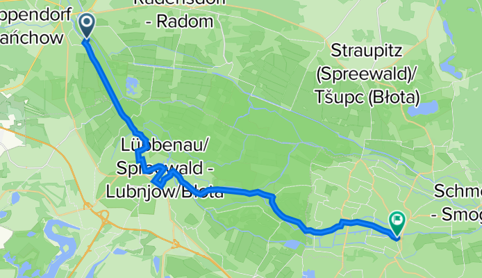 Zum Wendenfürst 8, Lübben (Spreewald) nach Am Bahnhof 1, Burg (Spreewald)