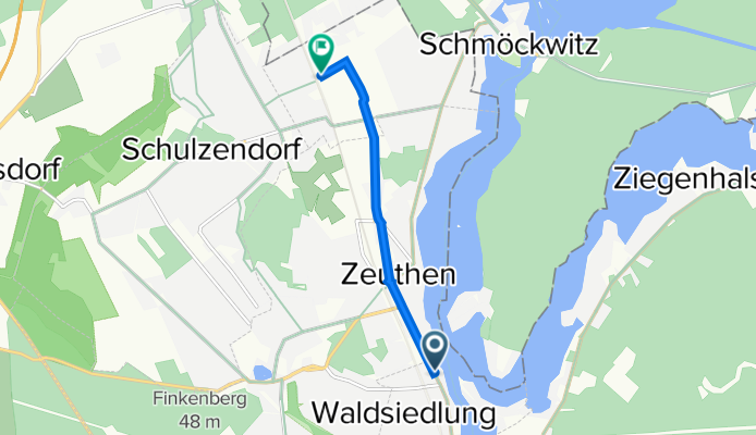 Fontaneallee 4, Zeuthen nach Bahnhofstraße 89A, Eichwalde