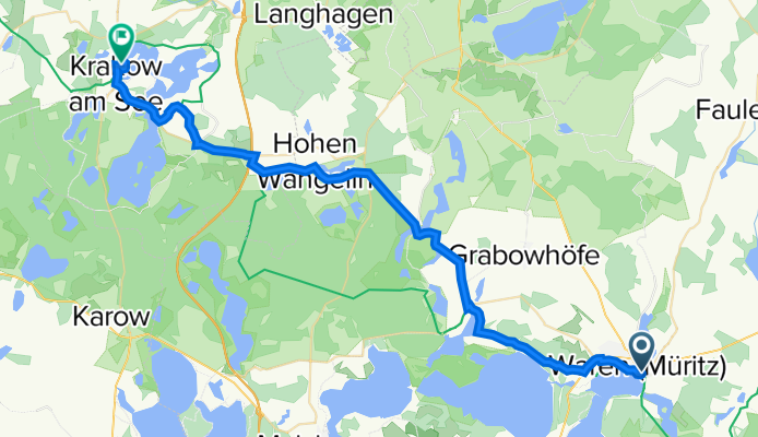 Strandstraße 19, Waren (Müritz) nach Möwenweg 20, Krakow am See