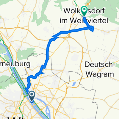 Stromkilometer, Wien nach Schlossplatz 2, Wolkersdorf im Weinviertel