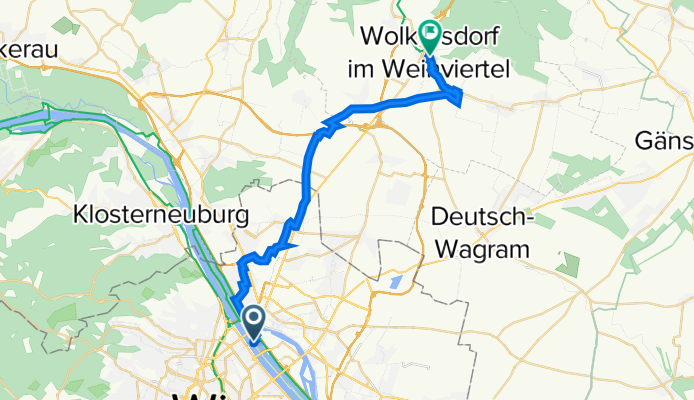 Stromkilometer, Wien nach Schlossplatz 2, Wolkersdorf im Weinviertel