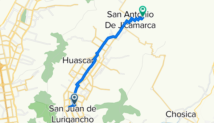 De Jirón las Gemas 286, San Juan de Lurigancho a 32GX+RR2, San Antonio de Chaclla