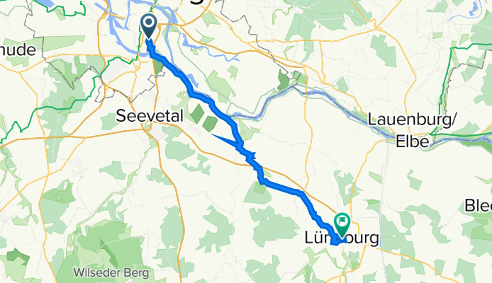 Hanseatenweg 26, Hamburg nach Kleine Bäckerstraße 1–10, Lüneburg
