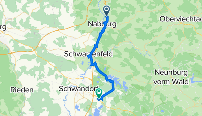 Neusather Straße 20, Nabburg nach Holunderstraße 10, Wackersdorf