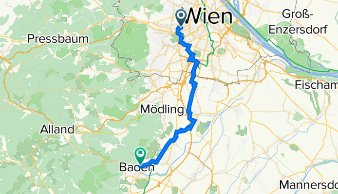 Wurmsergasse 1–7/3, Wien nach Kaiser-Franz-Ring 27, Baden