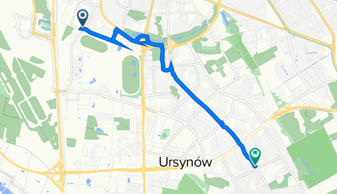 Obrzeżna 1, Варшава до Aleja Komisji Edukacji Narodowej, Ursynów