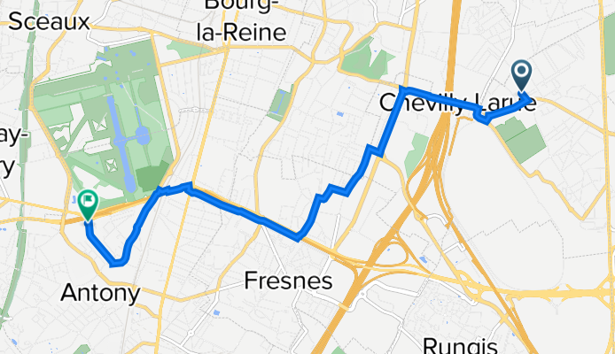 9 Rue de l'Adjudant-Chef Dericbourg, Chevilly-Larue à 1–17 Rue des Violettes, Antony