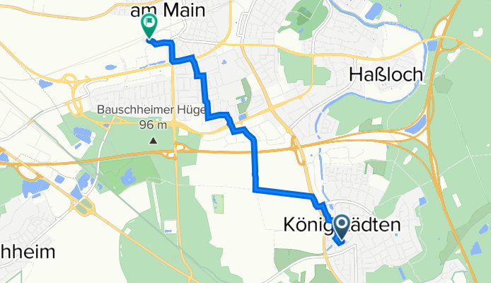 Am Landgraben 5, Rüsselsheim am Main nach Elisabethenstraße 26, Rüsselsheim am Main