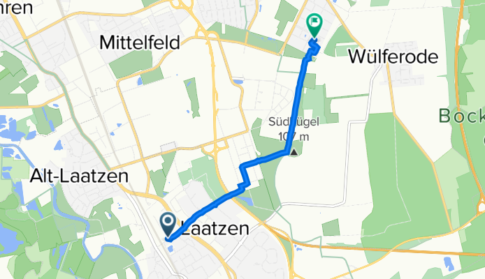 Mannheimer Straße 1, Laatzen nach Ortskamp 39, Hannover