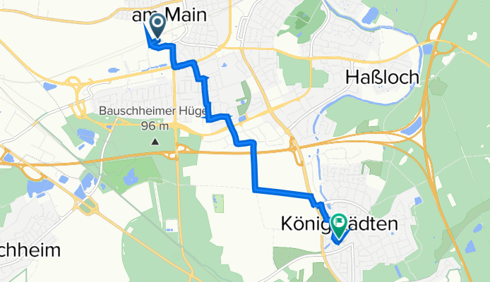 Elisabethenstraße 26, Rüsselsheim am Main nach Am Landgraben 5, Rüsselsheim am Main