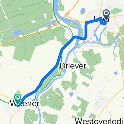 53.231° N 7.464° W naar 53.163° N 7.345° W