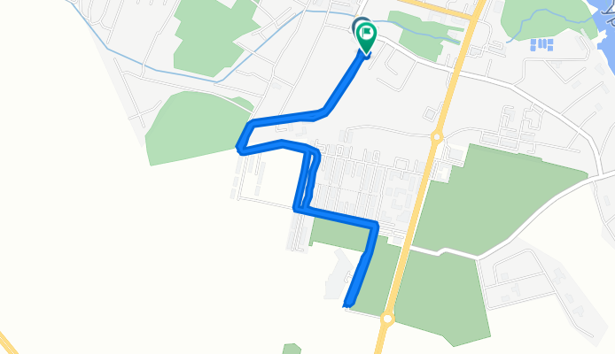 От Степной переулок, 2В, Гурьевск до Степной переулок, 1, Гурьевск