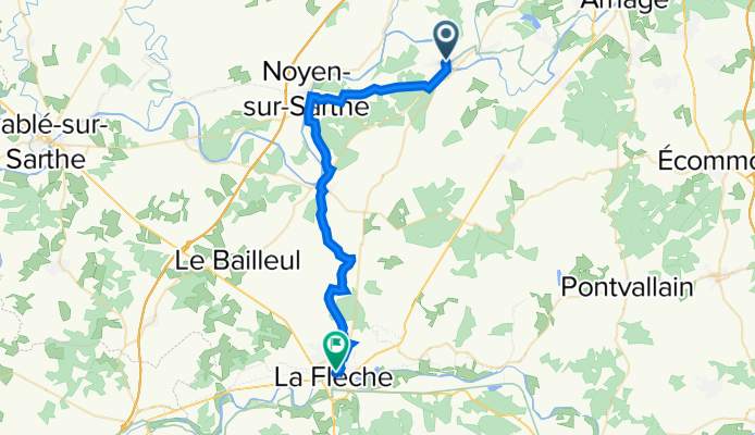 De Rue J J Rousseau 13, La Suze-sur-Sarthe à Rue de la Dauversière 4, La Flèche