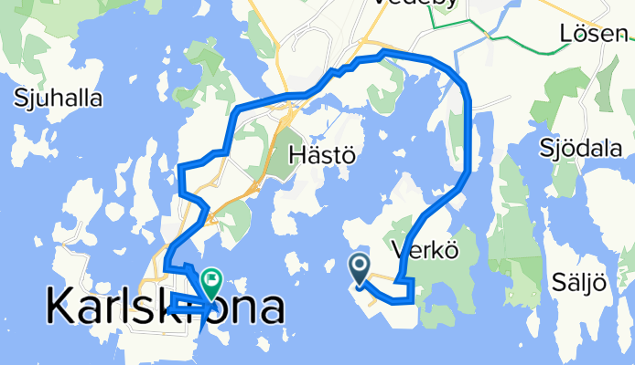 Verkö färjeterminalen, Karlskrona do Karlskrona Handelshamnen