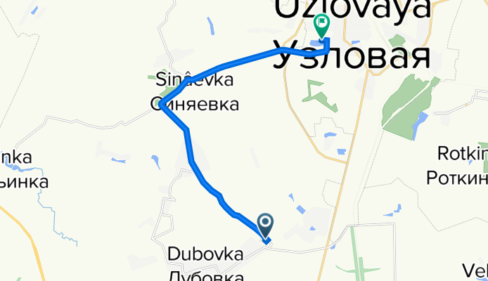 Центральная улица, 5, Дубовка до Муниципальный Район Узловский