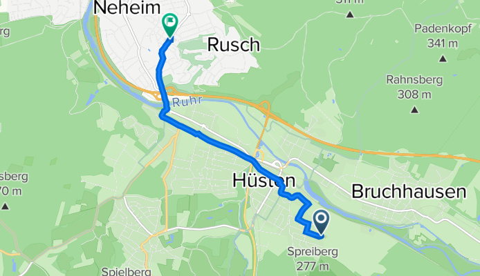 51.421° N 8.004° W nach 51.449° N 7.970° W