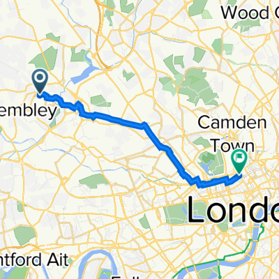 24 Olympic Way, Wembley to Ucl Cruciform Building, Gower St, London