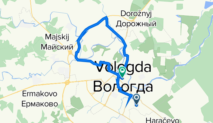 От улица Текстильщиков 21В, Вологда до Пушкинская улица 18, Вологда