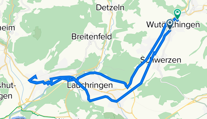 Hauptstraße 33, Wutöschingen nach Werkstraße 4, Wutöschingen