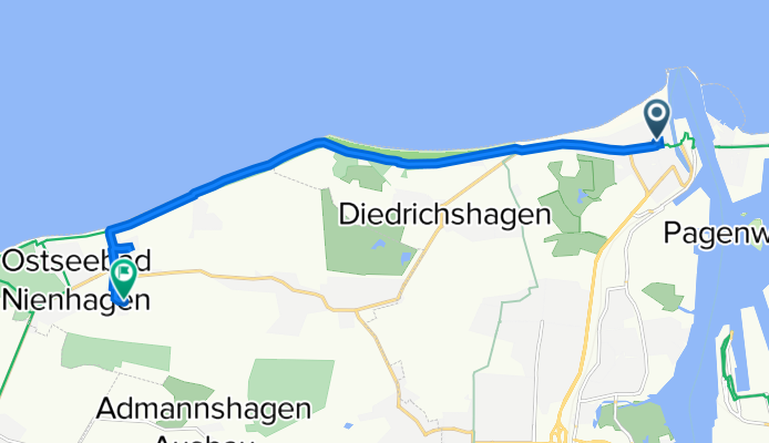 Anastasiastraße 3A, Rostock to An den Weiden 50, Nienhagen