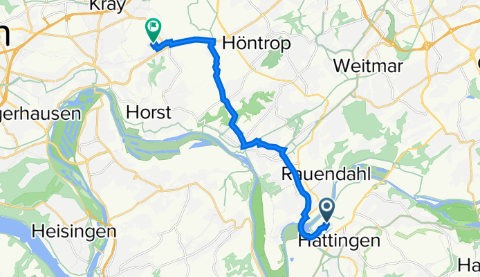 Ruhrallee 6, Hattingen nach Märkische Straße 80, Essen