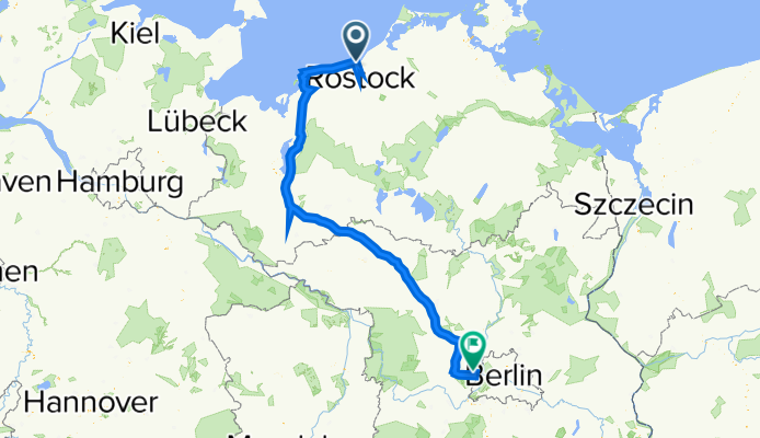 Am Bahnhof 9, Rostock nach Lohrer Pfad 4B, Berlin