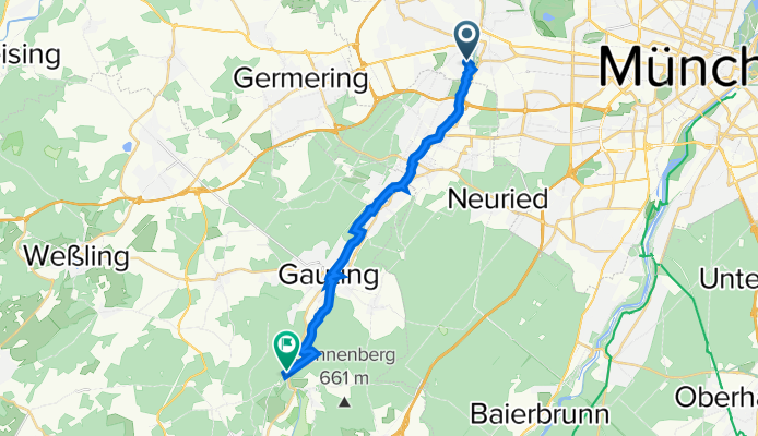 würmrafweg Bierbaumstraße 7B, München nach Mühlthal 124, Starnberg